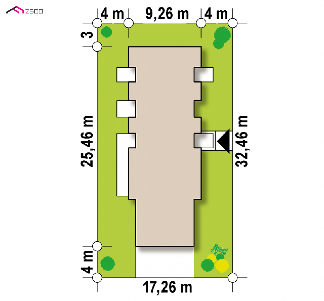 Z395 HB to wyjątkowy dom z kategorii projekty domów z większą liczbą pokoi Gotowy projekt domu Z395 HB - Parterowy dom z 4 sypialniami