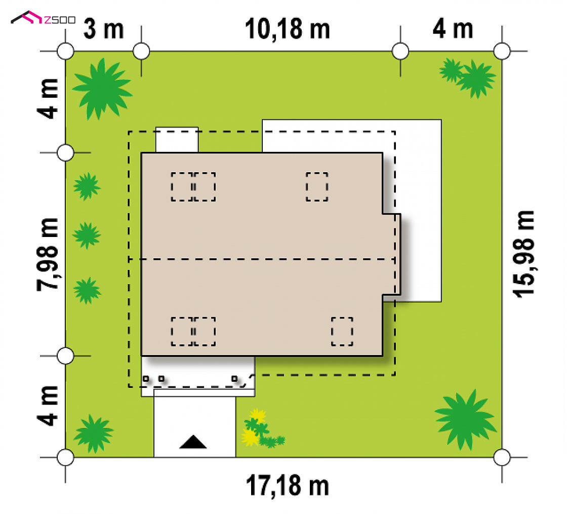 Z101 h+ HB to wyjątkowy dom z kategorii projekty domów z większą liczbą pokoi Gotowy projekt domu Z101 h+ HB - Mały dom z gabinetem na parterze
