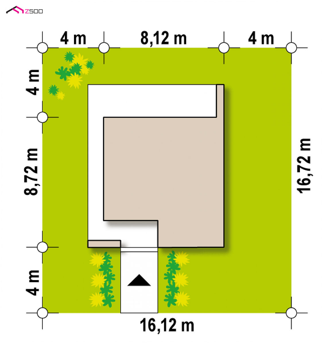 Zx157 D to wyjątkowy dom z kategorii projekty domów drewnianych Gotowy projekt domu Zx157 D - Mały dom z dachem pulpitowym, sypialnią, gabinetem i dużym zadaszonym tarasem.