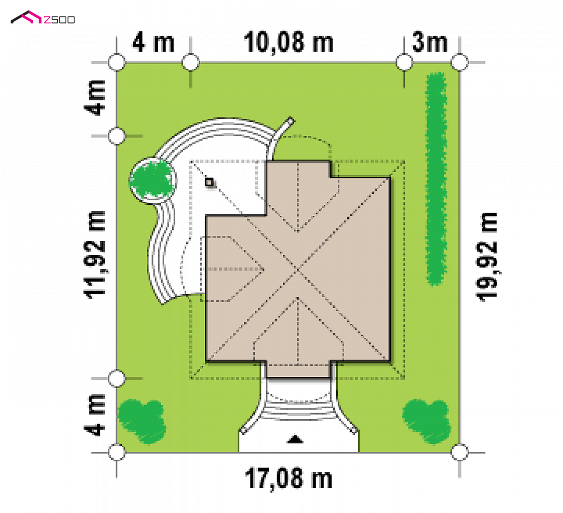 Z27 to wyjątkowy dom z kategorii projekty domów z dachem czterospadowym Gotowy projekt domu Z27 - Elegancki dom w klasycznym stylu ze zgrabnymi lukarnami i balkonami na piętrze.