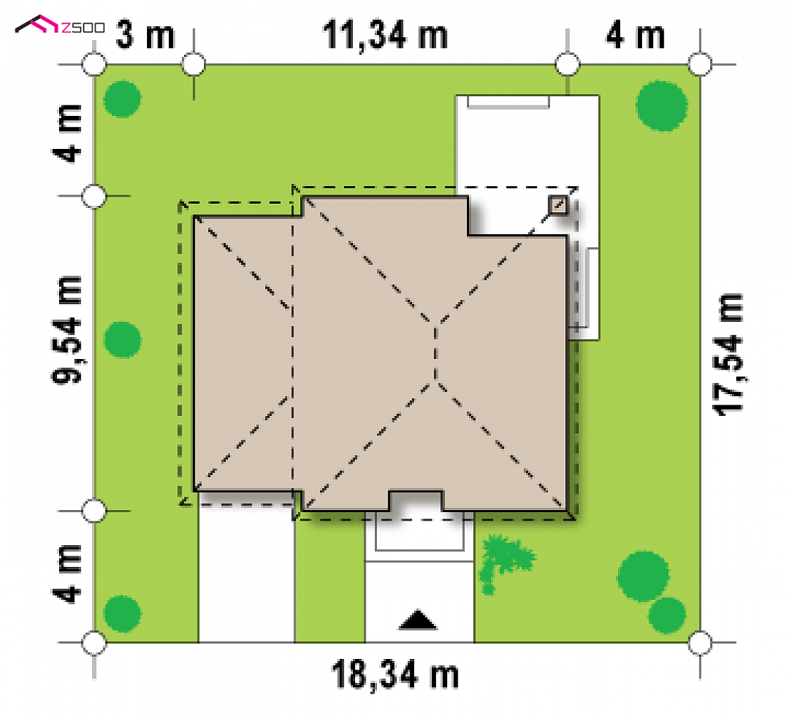 Zx47 to wyjątkowy dom z kategorii projekty domów do 120 m2 Gotowy projekt domu Zx47 - Projekt domu - willi z piętrem także na miejską działkę, z garażem i dużym p.g.