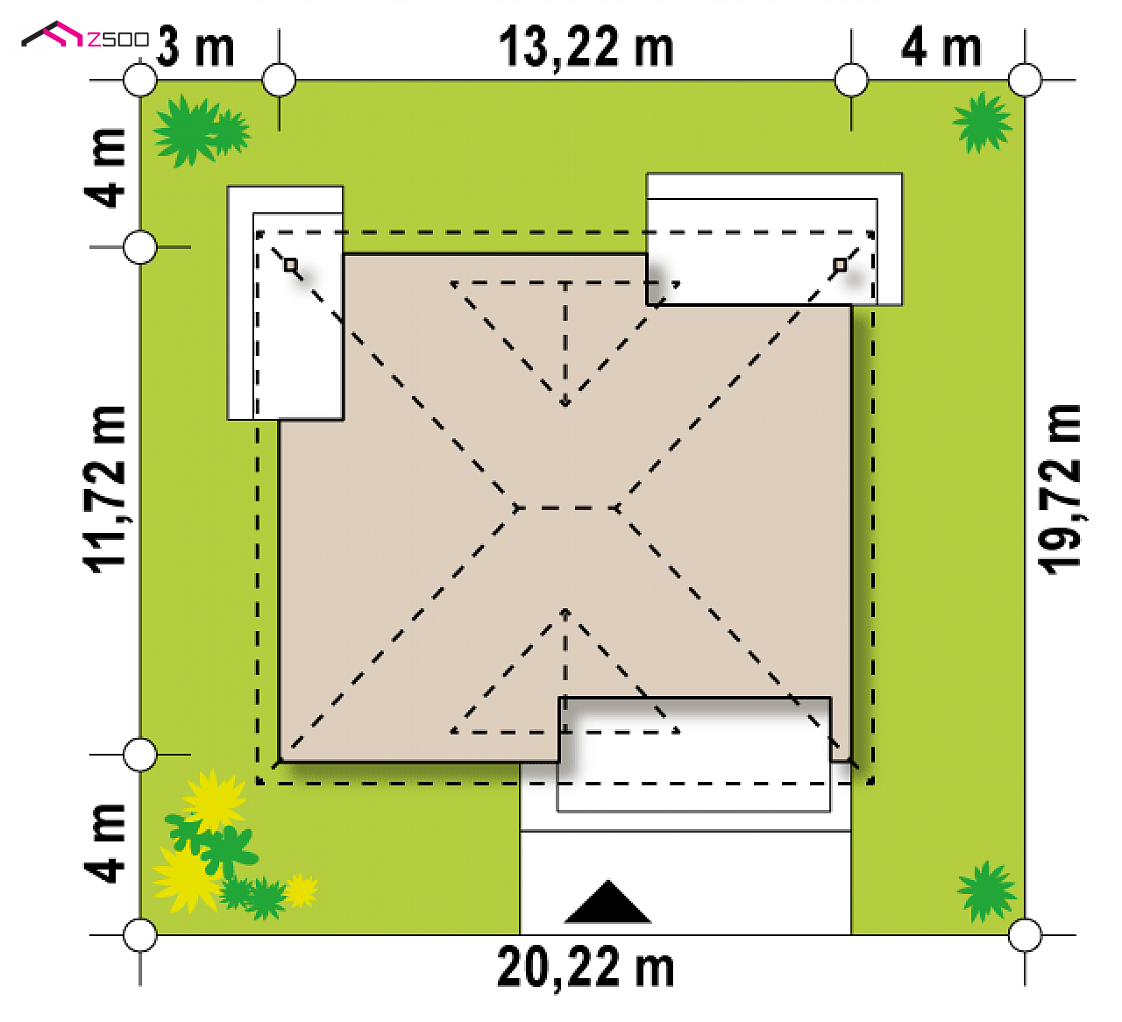 Z230 D to wyjątkowy dom z kategorii projekty domów z czterema pokojami Gotowy projekt domu Z230 D - Funkcjonalny parterowy dom z możliwością adaptacji poddasza.