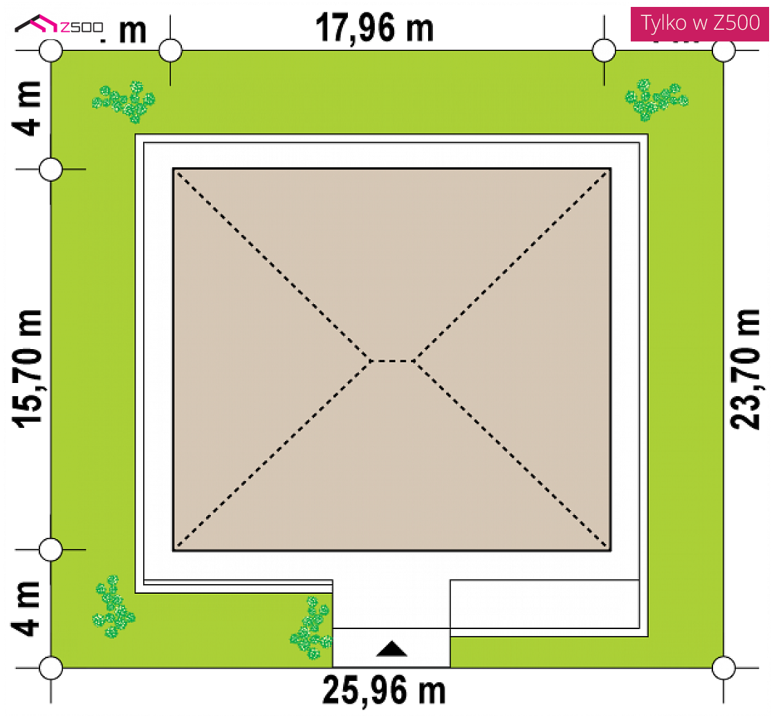 Z449 D to wyjątkowy dom z kategorii projekty domów do 140 m2 Gotowy projekt domu Z449 D - Parterowy dom z dachem kopertowym, łącznikiem i zadaszeniem na 2 samochody