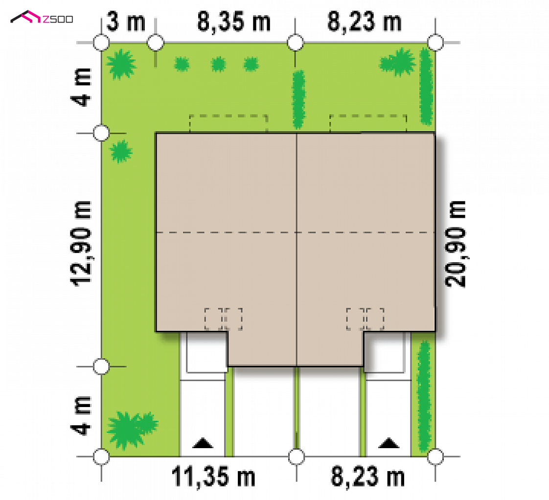 Zs1 to wyjątkowy dom z kategorii projekty domów z poddaszem użytkowym Gotowy projekt domu Zs1 - Domy szeregowe w nowoczesnym stylu, przeszklona lukarna i energooszczędna bryła.