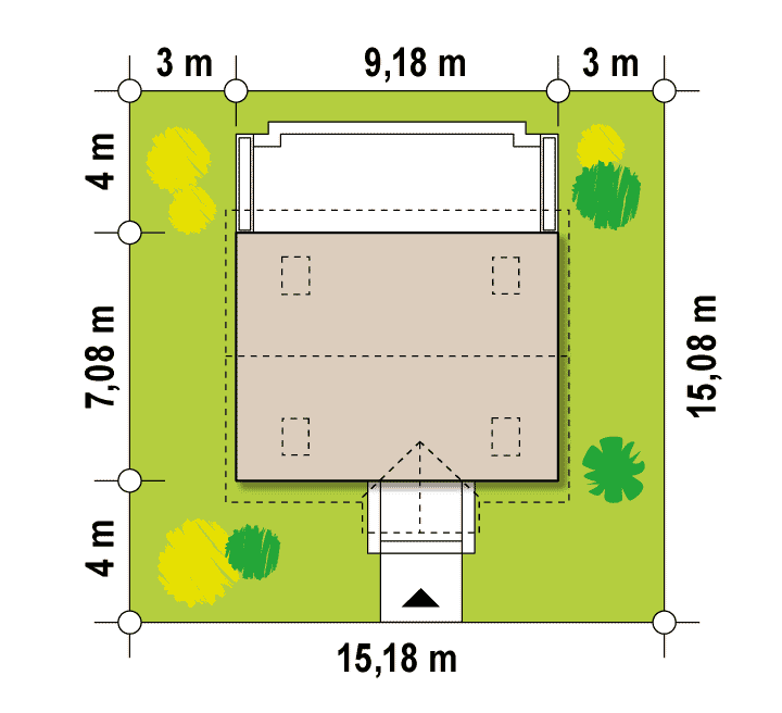 Z32 to wyjątkowy dom z kategorii projekty domów na wąską działkę Gotowy projekt domu Z32 - Mały dom, tani i łatwy w budowie, idealny także na małą działkę (sezonowy)