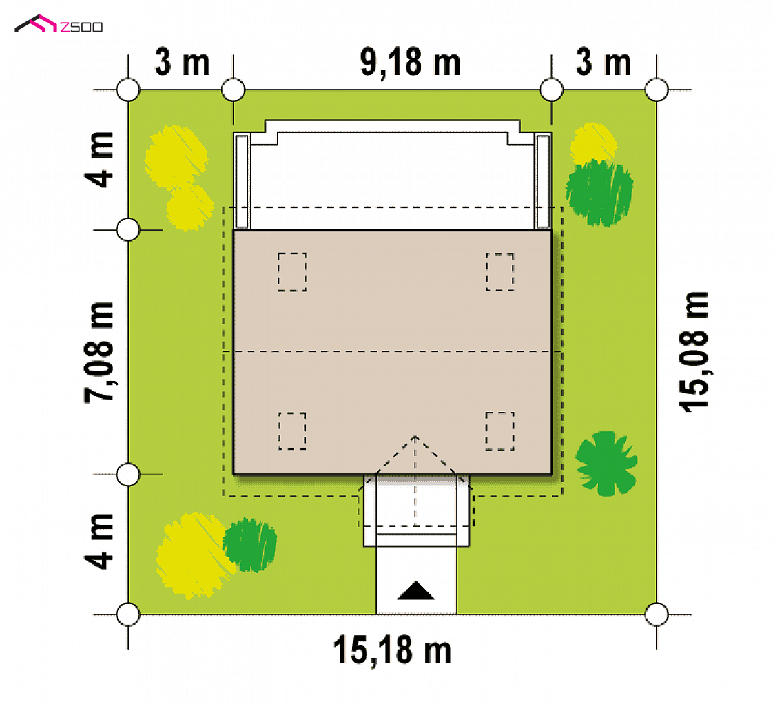 Z32 to wyjątkowy dom z kategorii projekty domów tanich w budowie Gotowy projekt domu Z32 - Mały dom, tani i łatwy w budowie, idealny także na małą działkę (sezonowy)