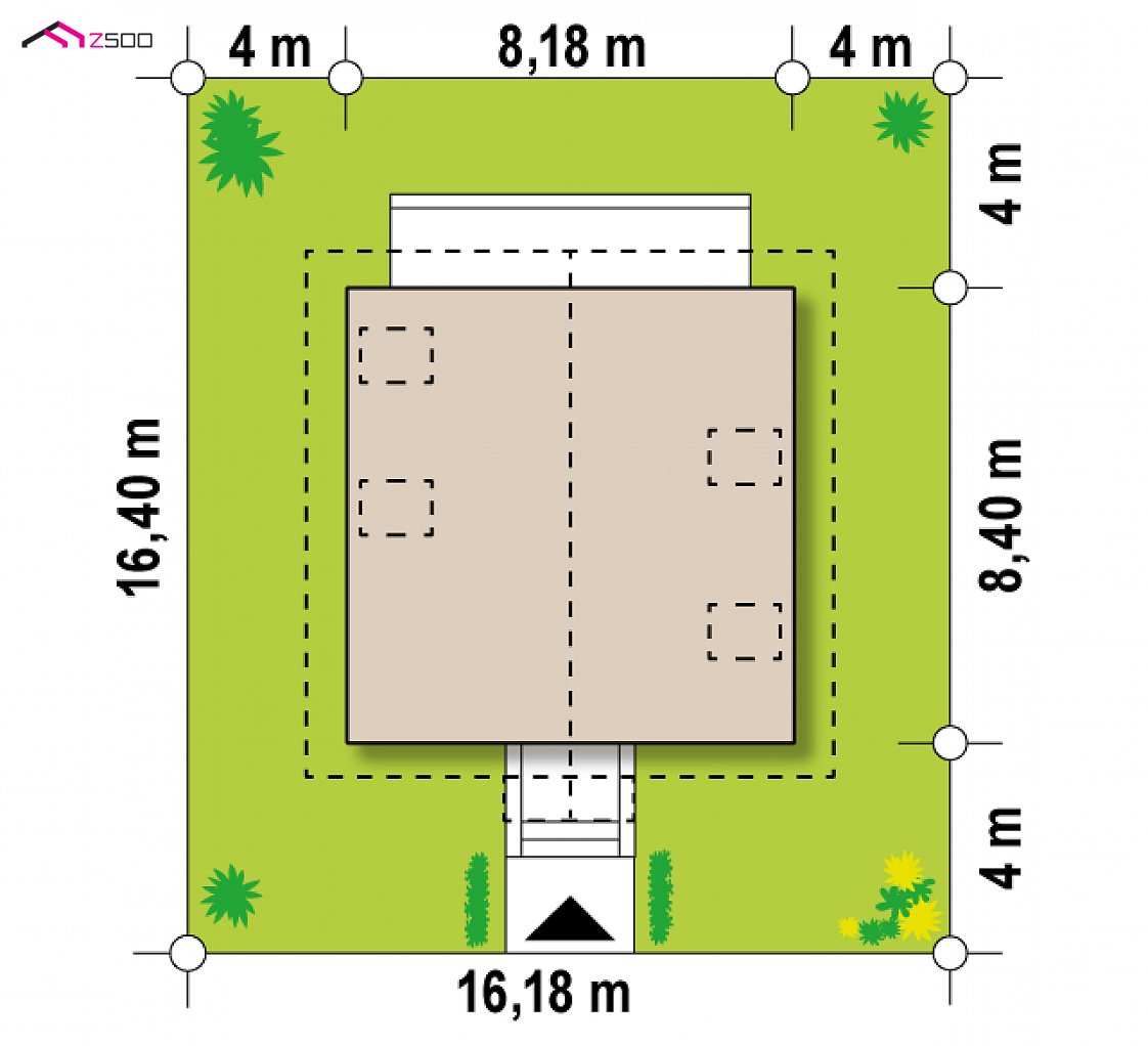 Z1 D bl to wyjątkowy dom z kategorii projekty domów na wąską działkę Gotowy projekt domu Z1 D bl - w technologii drewnianej, bez lukarny