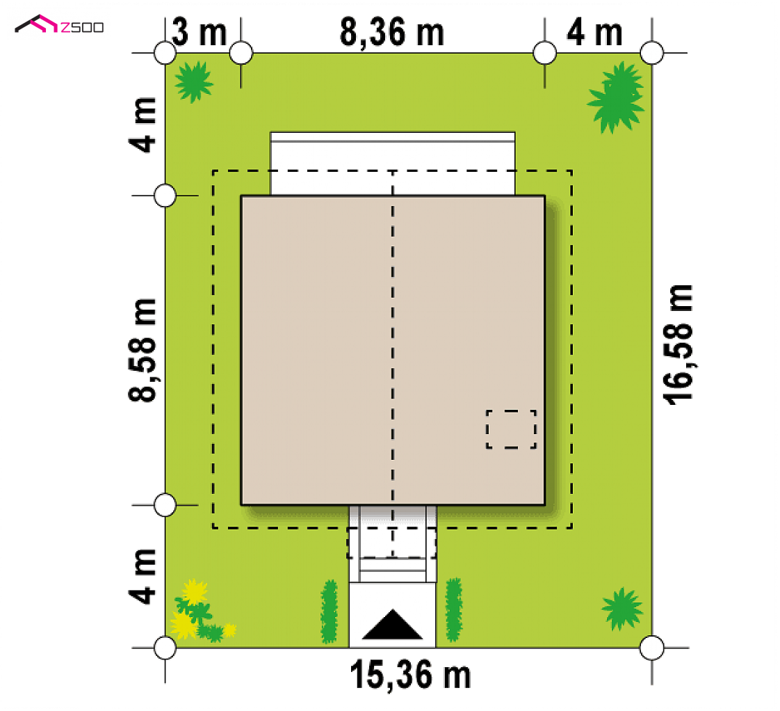 Z1 bl to wyjątkowy dom z kategorii projekty domów z dachem dwuspadowym Gotowy projekt domu Z1 bl - Przestronny i funkcjonalny dom w technologii murowanej bez lukarn.