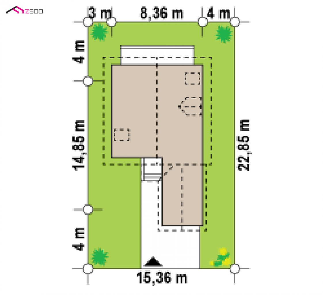 Z1 L GF to wyjątkowy dom z kategorii projekty domów z czterema pokojami Gotowy projekt domu Z1 L GF - z garażem od frontu w odbiciu lustrzanym