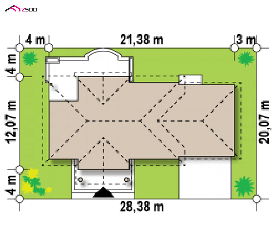 Z2 + L GP2 to wyjątkowy dom z kategorii projekty domów z garażem jednostanowiskowym Gotowy projekt domu Z2 + L GP2 - Lustro z dwustanowiskowym garażem, powiększony o ~1m