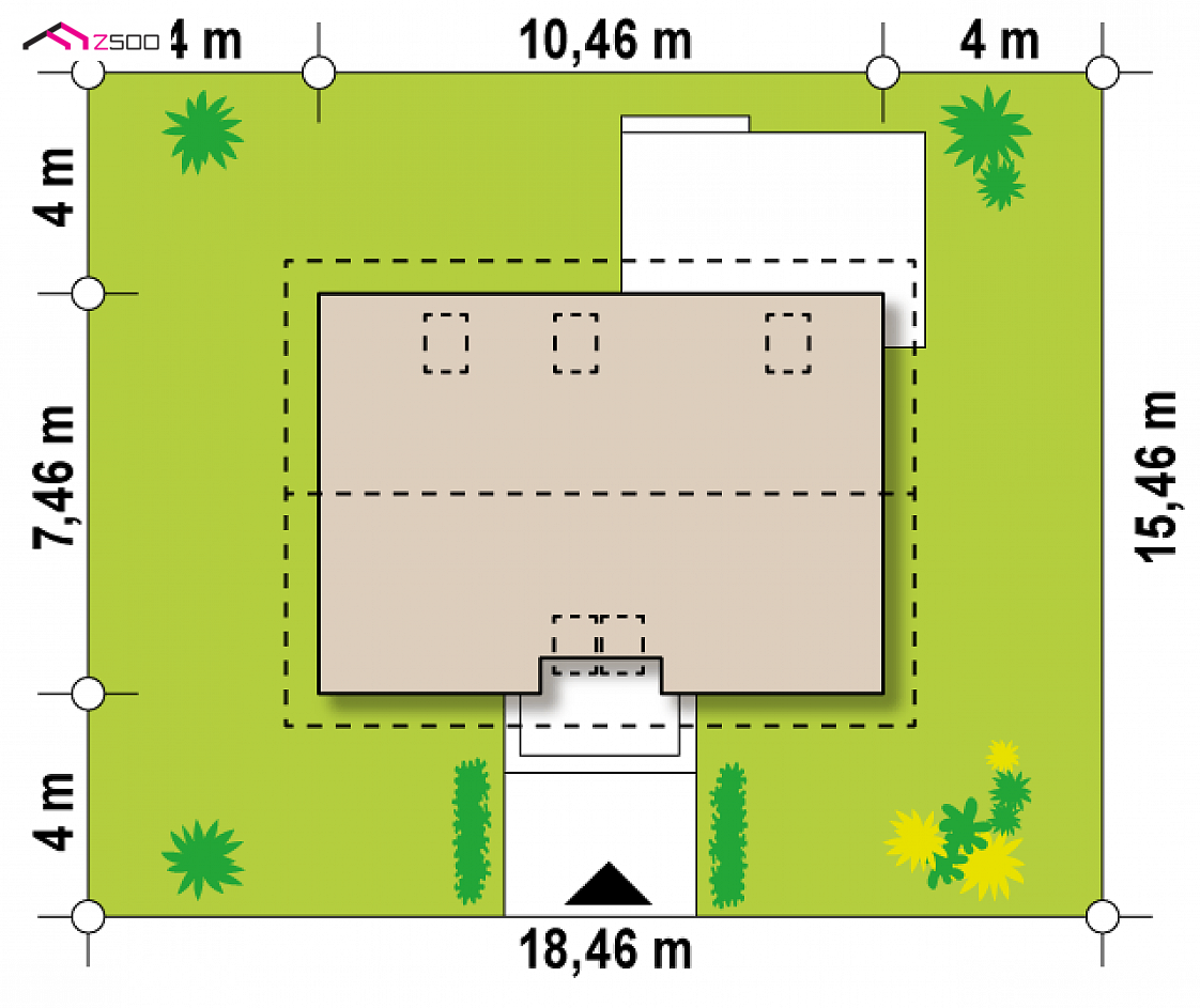 Z34 to wyjątkowy dom z kategorii projekty domów z czterema pokojami Gotowy projekt domu Z34 - Projekt domu na małą działkę, tani w budowie, ekonomiczny w użytkowaniu.