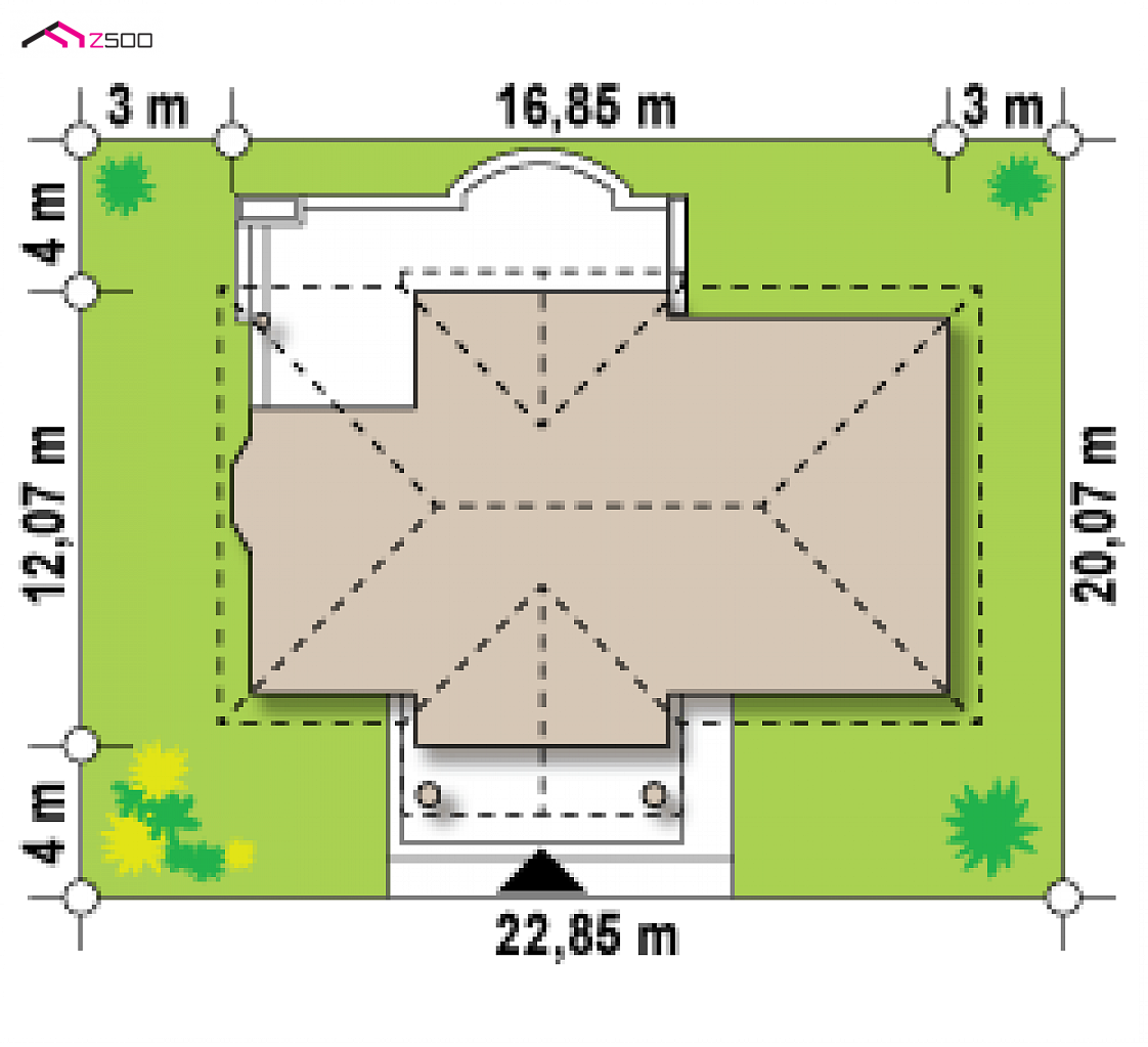 Z2 L + w to wyjątkowy dom z kategorii projekty domów z dachem wielospadowym Gotowy projekt domu Z2 L + w - Odbicie lustrzane powiększone z wykuszem w jadalni.