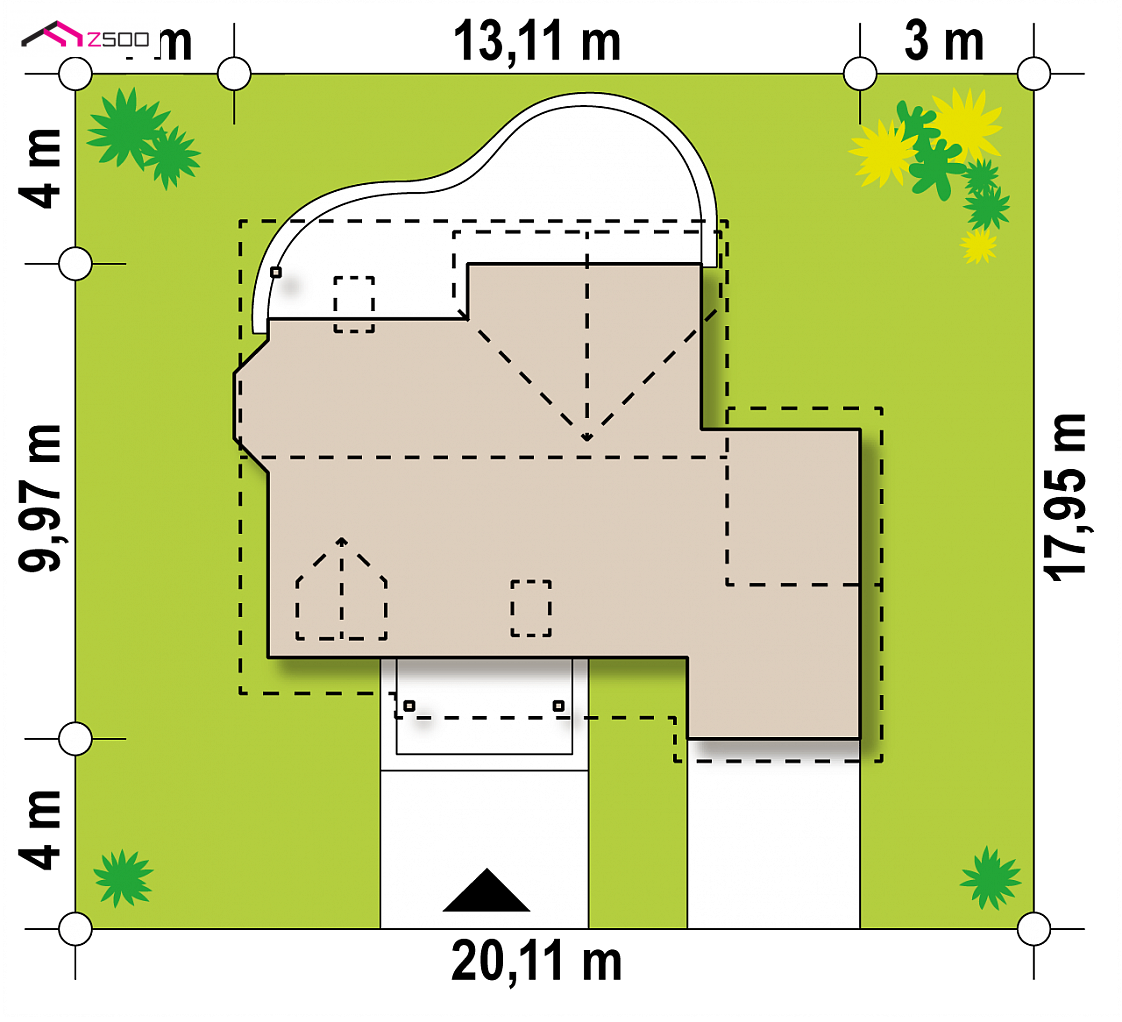 Z3 d GP w to wyjątkowy dom z kategorii projekty domów do 110 m2 Gotowy projekt domu Z3 d GP w - szkielet, z wykuszem i garażem po prawej