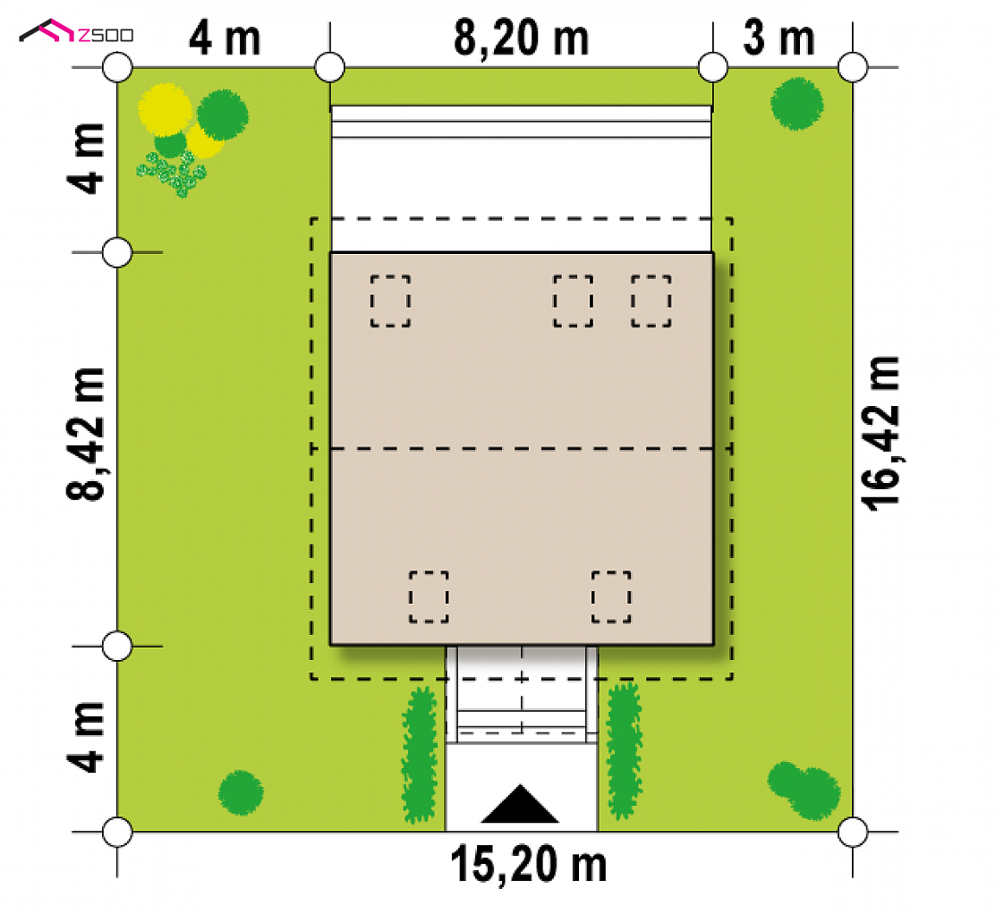 Z4 D (bbl) to wyjątkowy dom z kategorii projekty domów do 90 m2 Gotowy projekt domu Z4 D (bbl) - w technologii drewnianej bez lukarn i balkonu