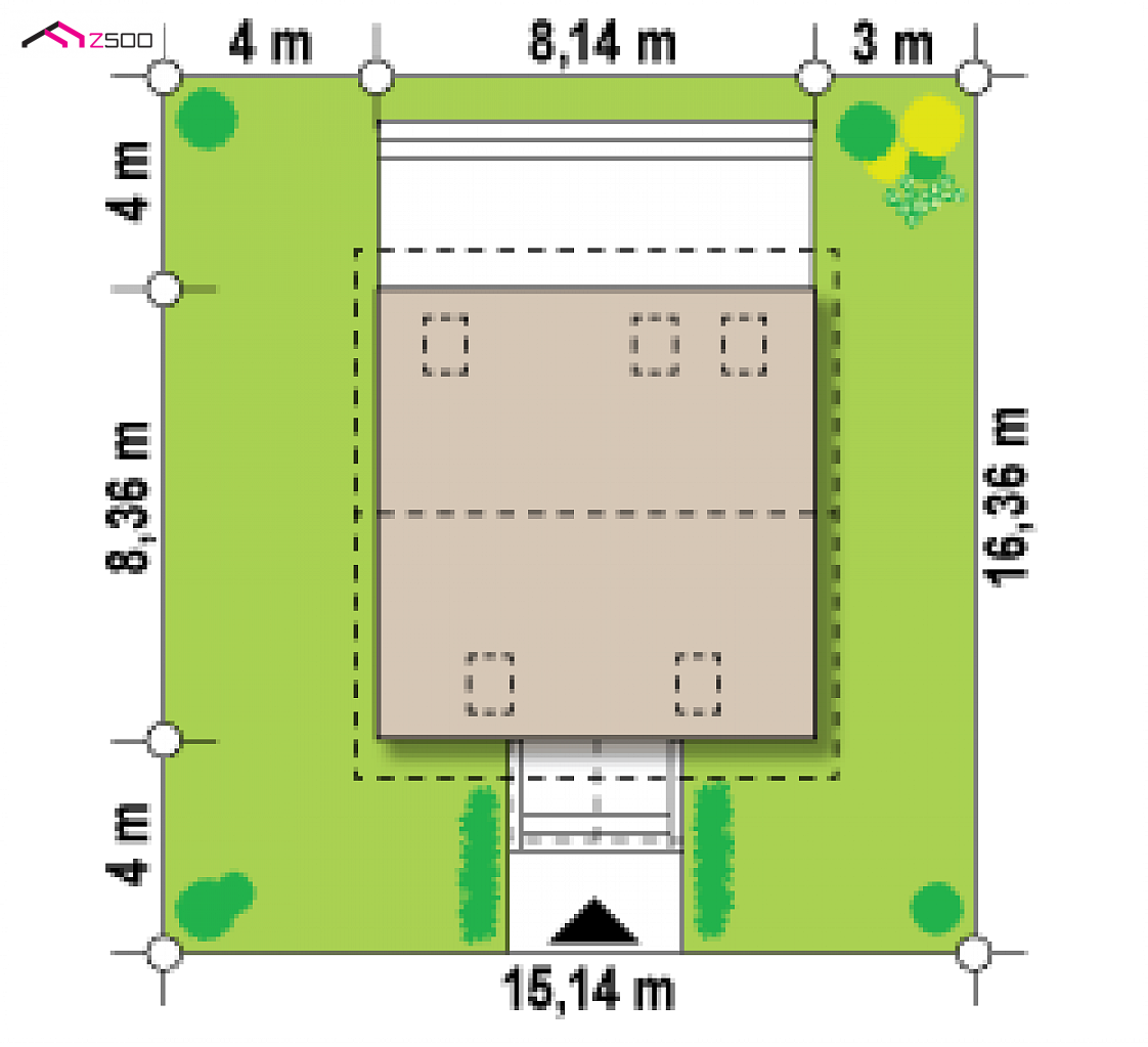 Z4 D bl to wyjątkowy dom z kategorii projekty domów na wąską działkę Gotowy projekt domu Z4 D bl - w technologii drewnianej bez lukarny