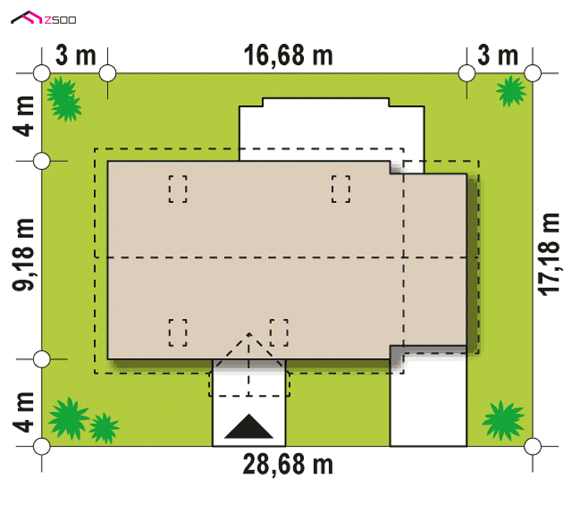 Z8 GP 40 to wyjątkowy dom z kategorii projekty domów z garażem jednostanowiskowym Gotowy projekt domu Z8 GP 40 - z garażem po prawej stronie i dachem 40*