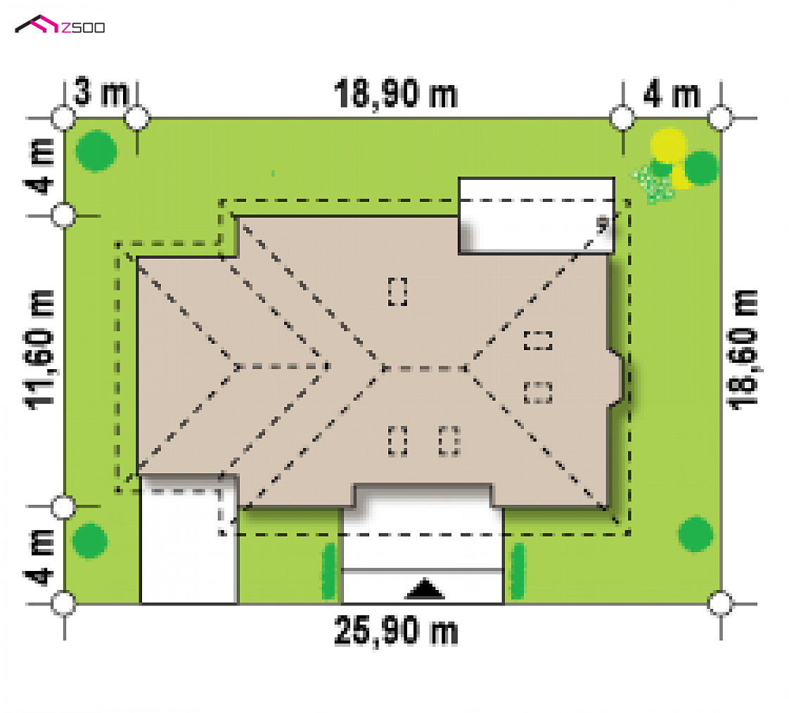 Z10 D sdu GL to wyjątkowy dom z kategorii projekty domów z dachem wielospadowym Gotowy projekt domu Z10 D sdu GL - z garażem po lewej stronie, szkielet drewniany
