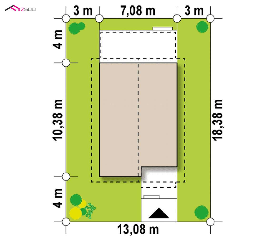 Z38 to wyjątkowy dom z kategorii projekty domów do 110 m2 Gotowy projekt domu Z38 - Podłużny dom z podwyższoną ścianką kolankową , sprawdzi się na wąskiej działce.