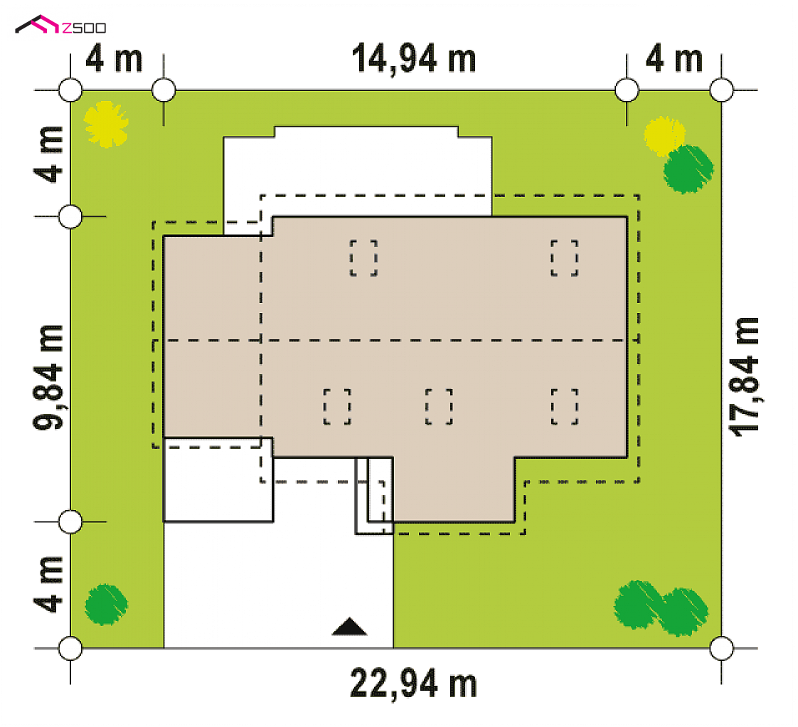 Z12 GL zg to wyjątkowy dom z kategorii projekty domów z garażem jednostanowiskowym Gotowy projekt domu Z12 GL zg - z garażem po lewej stronie i zabudowanym gankiem
