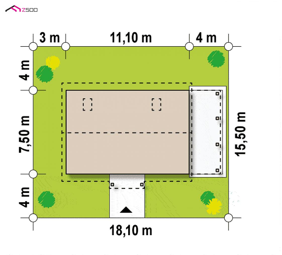 Z12 D L ztb to wyjątkowy dom z kategorii projekty domów do 80 m2 Gotowy projekt domu Z12 D L ztb - w technologii drewnianej odbicie lustrzane z zadaszonym tarasem