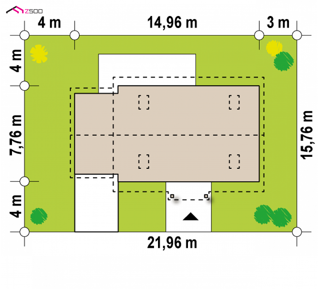 Z12 GL to wyjątkowy dom z kategorii projekty domów z trzema pokojami Gotowy projekt domu Z12 GL - Komfortowy dom z garażem i opcją zagospodarowania poddasza, łatwy w budowie.