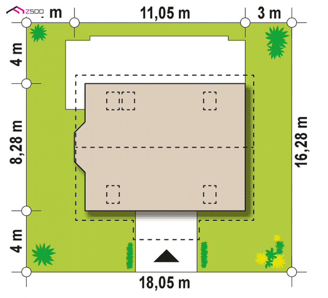 Z14 w bl to wyjątkowy dom z kategorii projekty domów do 110 m2 Gotowy projekt domu Z14 w bl - z wykuszem ,w jadalni, balkonem