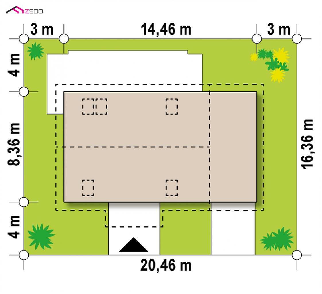 Z14 GP p to wyjątkowy dom z kategorii projekty domów z dopłatą MDM Gotowy projekt domu Z14 GP p - z garażem jednostanowiskowy po prawej stronie