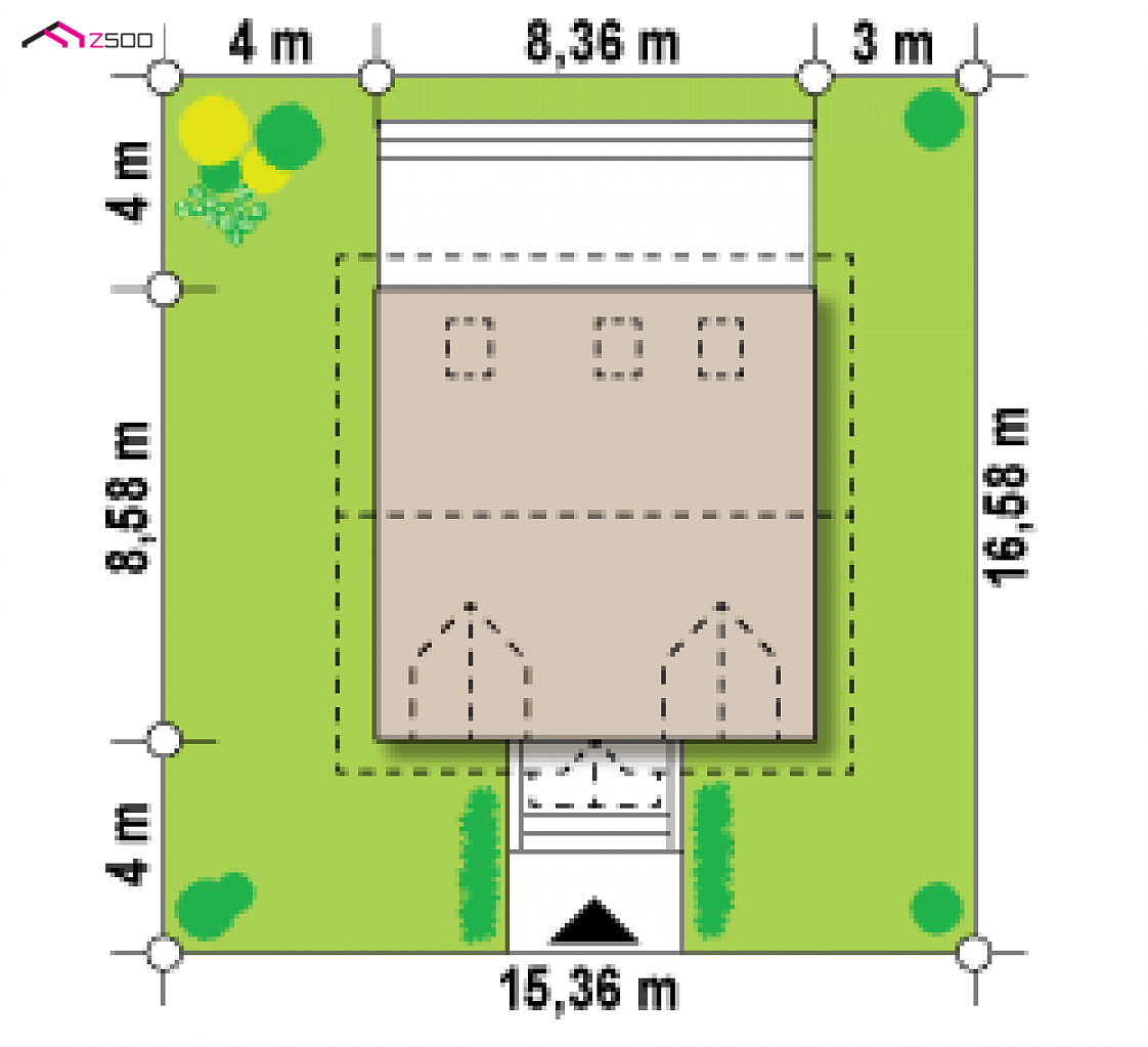 Z4 to wyjątkowy dom z kategorii projekty domów tanich w budowie Gotowy projekt domu Z4 - Mały tradycyjny dom z dachem dwuspadowym i zgrabnymi lukarnami na poddaszu.