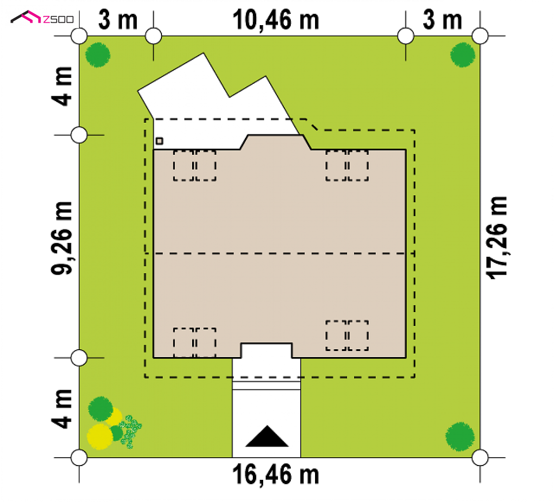 Z40 to wyjątkowy dom z kategorii projekty domów do 110 m2 Gotowy projekt domu Z40 - Łatwy i tani w budowie projekt domu z dachem dwuspadowym i wykuszem od ogrodu.