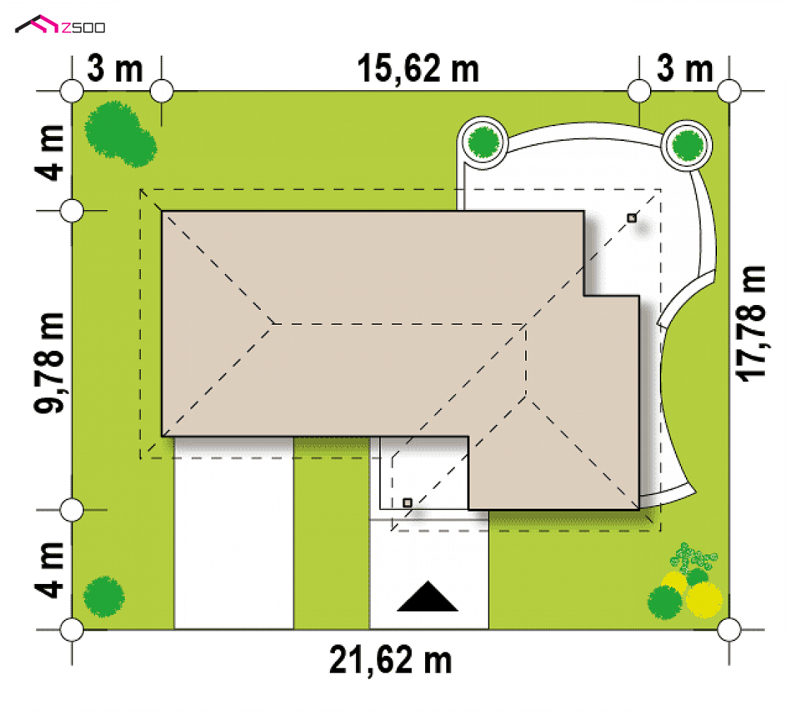 Z15 GL to wyjątkowy dom z kategorii projekty domów z czterema pokojami Gotowy projekt domu Z15 GL - z garażem jednostanowiskowym po lewej stronie