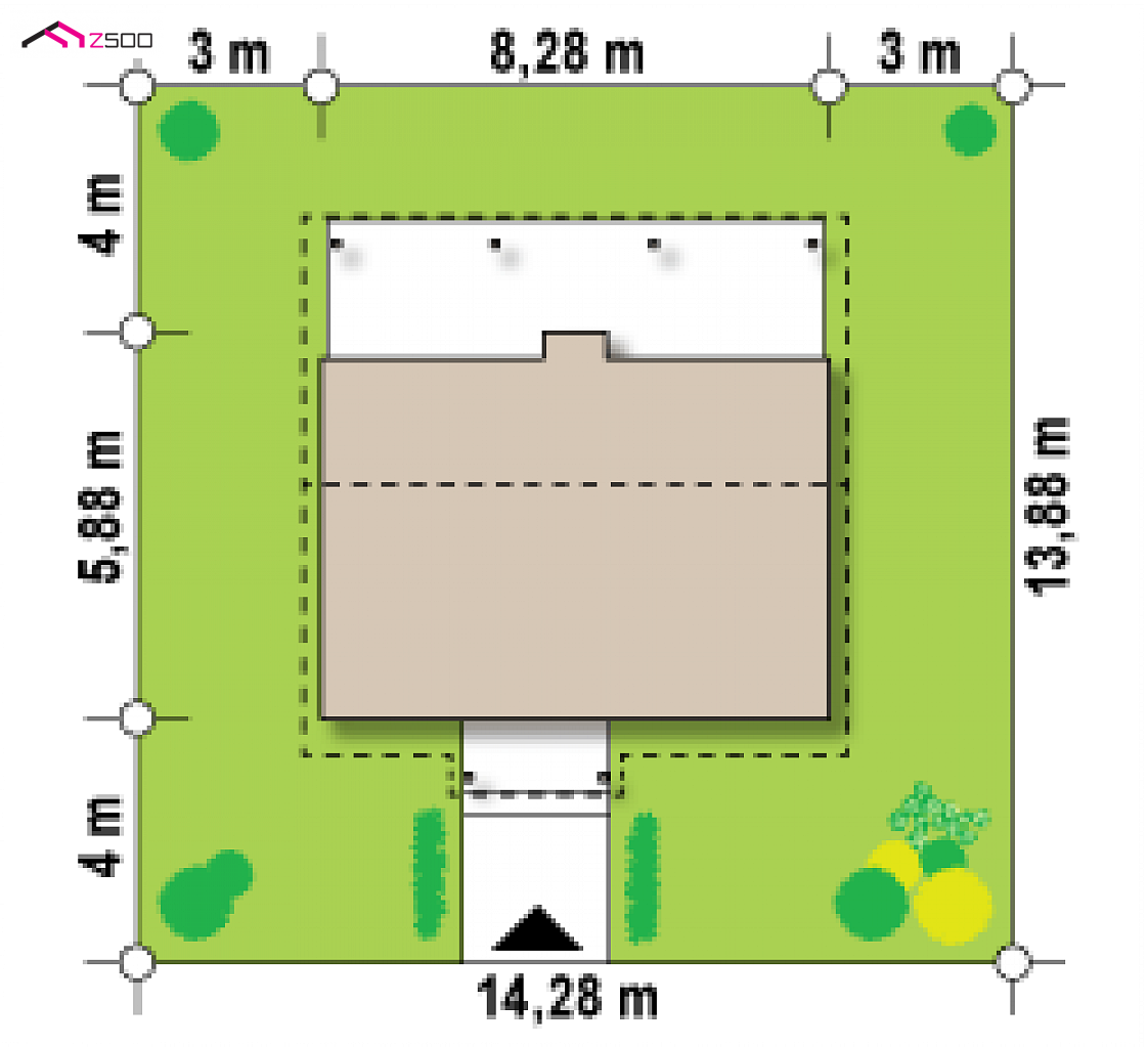 Z42 to wyjątkowy dom z kategorii projekty domów tanich w budowie Gotowy projekt domu Z42 - Mały dom całoroczny. Szybki i tani w realizacji jako murowany lub drewniany.