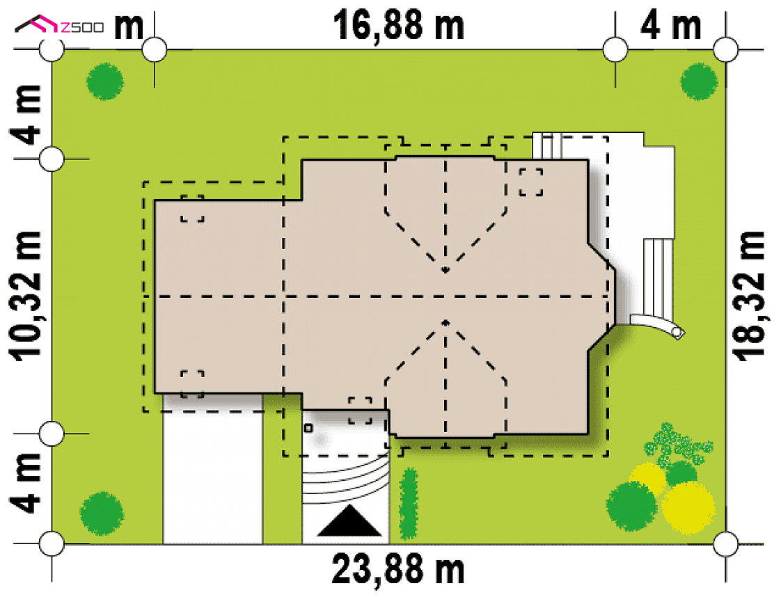 Z28 GL to wyjątkowy dom z kategorii projekty domów z garażem jednostanowiskowym Gotowy projekt domu Z28 GL - z garażem jednostanowiskowym po lewej stronie oraz modyfikacją pomieszczeń