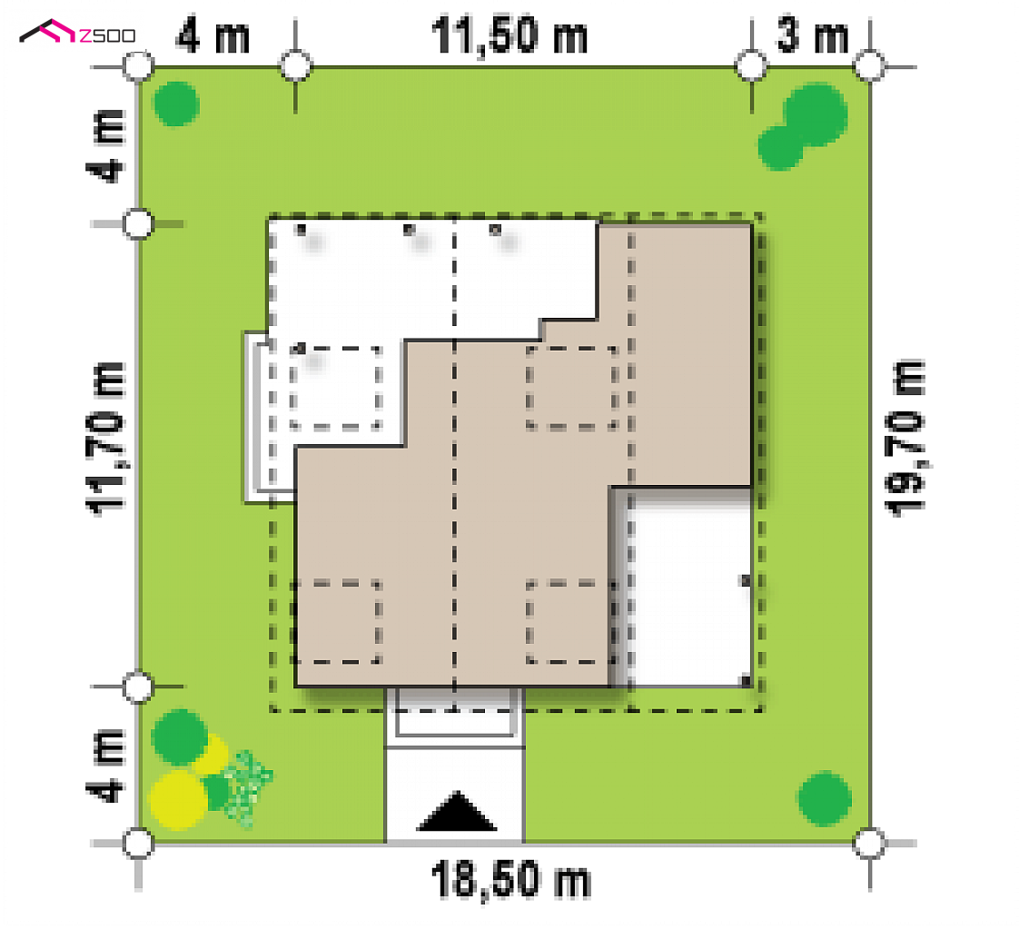 Z30 d WP ptw to wyjątkowy dom z kategorii projekty domów tanich w budowie Gotowy projekt domu Z30 d WP ptw - z garażem, wiatą i powiększoną werandą