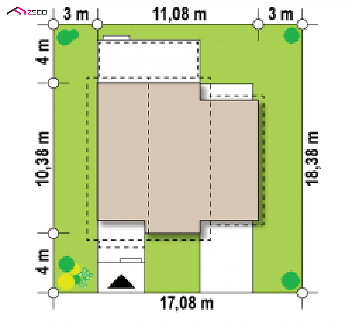 Z38 L stu GP to wyjątkowy dom z kategorii projekty domów z garażem jednostanowiskowym Gotowy projekt domu Z38 L stu GP - lustro w technologii murowanej ze stropem TERIVA i garażem po prawej stronie
