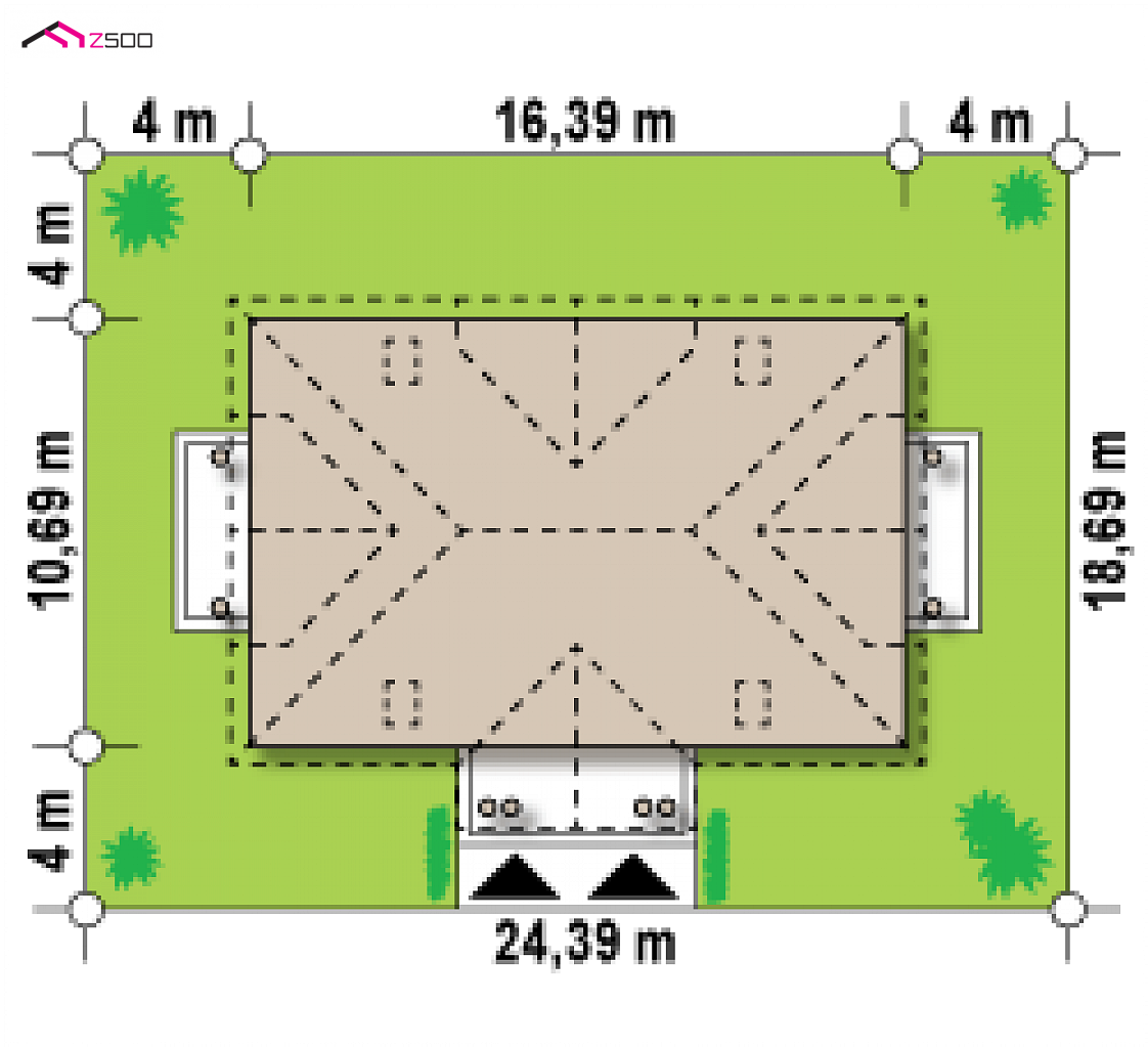 Z46 to wyjątkowy dom z kategorii projekty domów z większą liczbą pokoi Gotowy projekt domu Z46 - Dom dwurodzinny o dworkowym charakterze i tradycyjnej stylistyce. Oddzielne wejścia