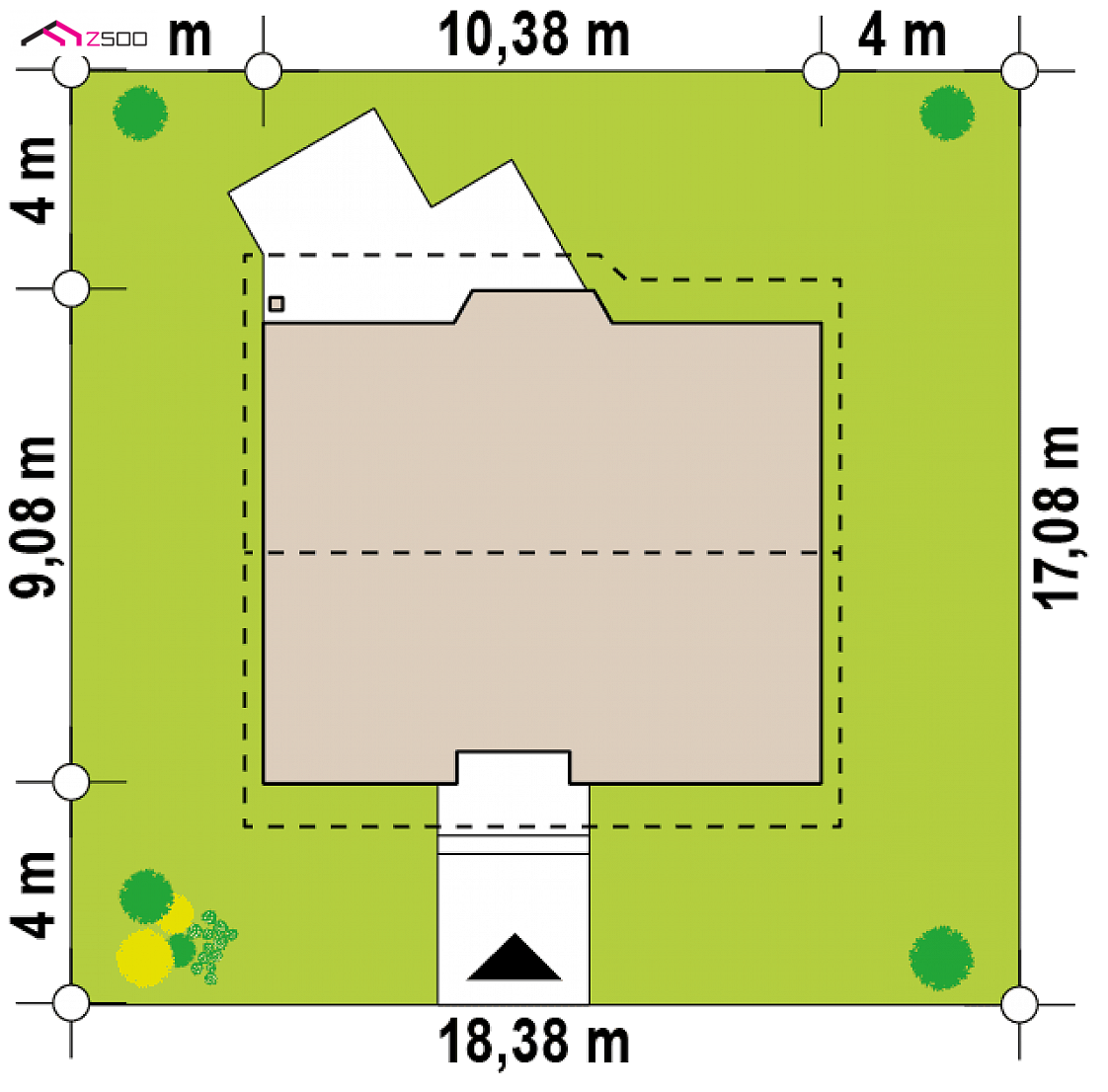 Z40 os to wyjątkowy dom z kategorii projekty domów z dachem dwuspadowym Gotowy projekt domu Z40 os - z oknami w ścianach szczytowych bez okien dachowych