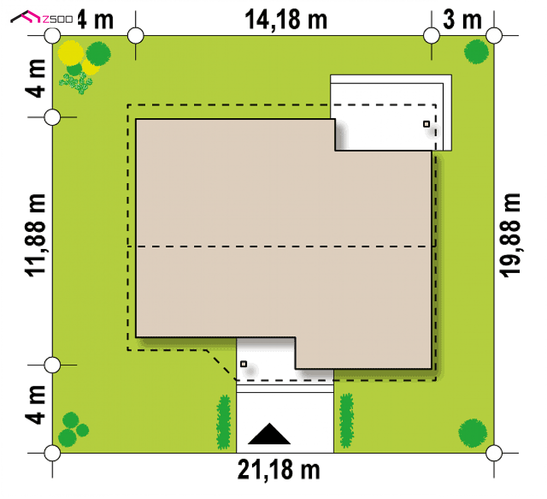 Z41 + to wyjątkowy dom z kategorii projekty domów z dachem dwuspadowym Gotowy projekt domu Z41 + - wariant powiększony o 140cm