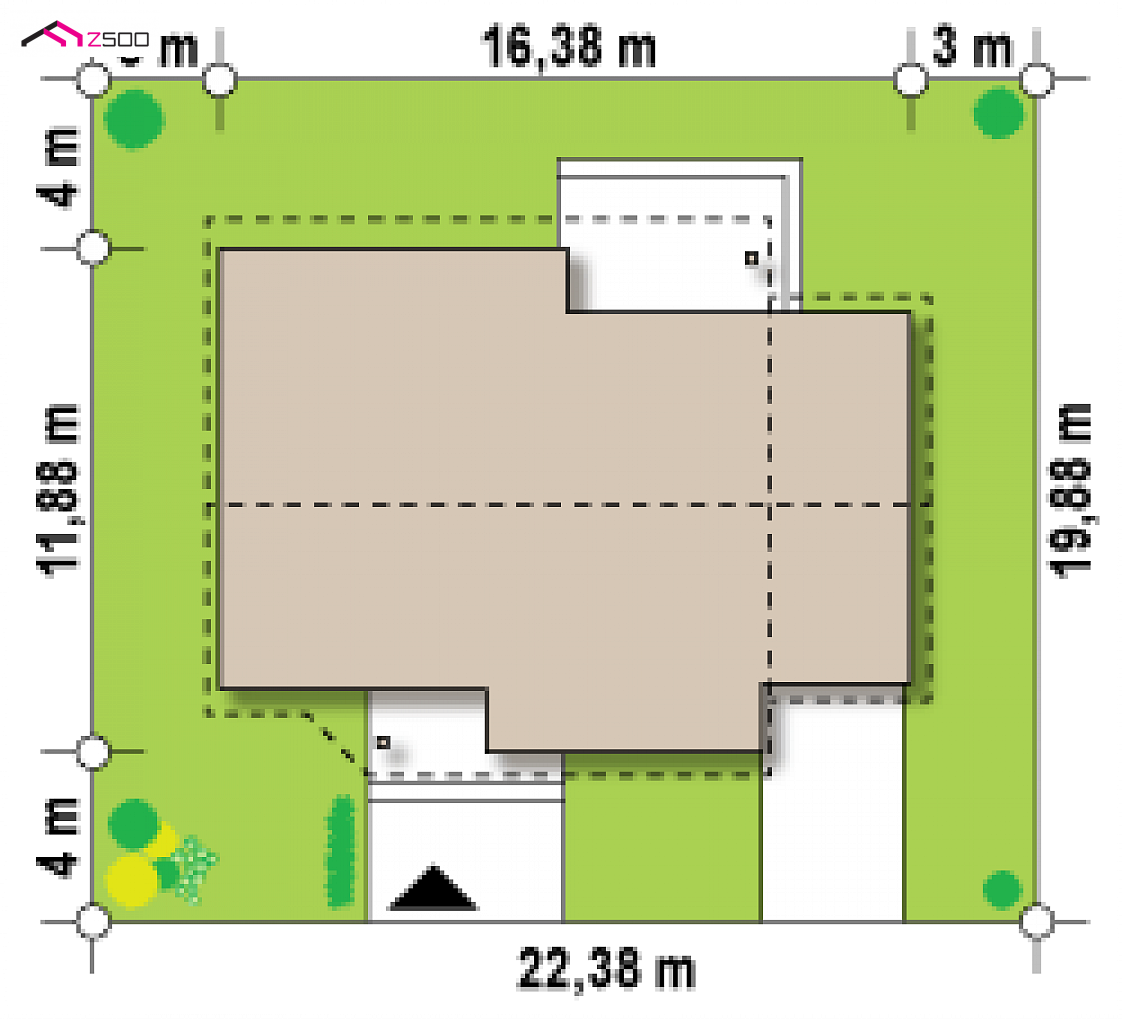 Z41 GP to wyjątkowy dom z kategorii projekty domów z czterema pokojami Gotowy projekt domu Z41 GP - z garażem jednostanowiskowym po prawej