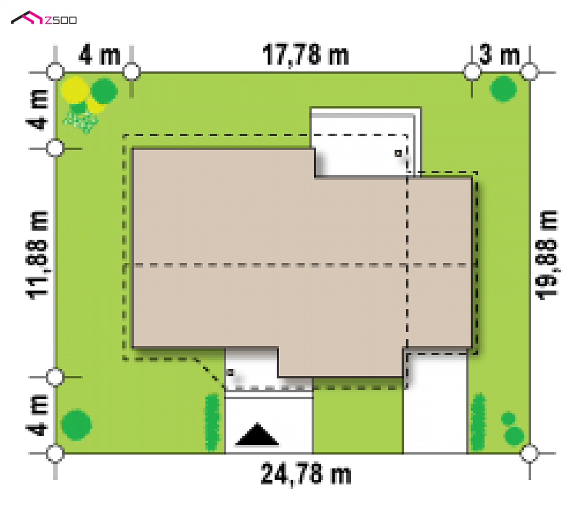 Z41 + GP to wyjątkowy dom z kategorii projekty domów z garażem jednostanowiskowym Gotowy projekt domu Z41 + GP - powiększony, z garażem jednostanowiskowym po prawej