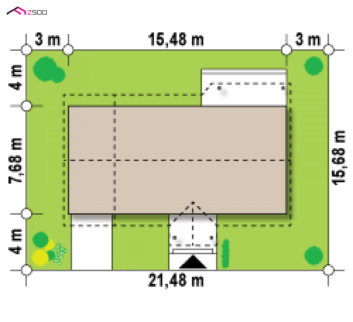 Z72 GL to wyjątkowy dom z kategorii projekty domów z garażem jednostanowiskowym Gotowy projekt domu Z72 GL - z garażem 1-stanowiskowym po lewej stronie