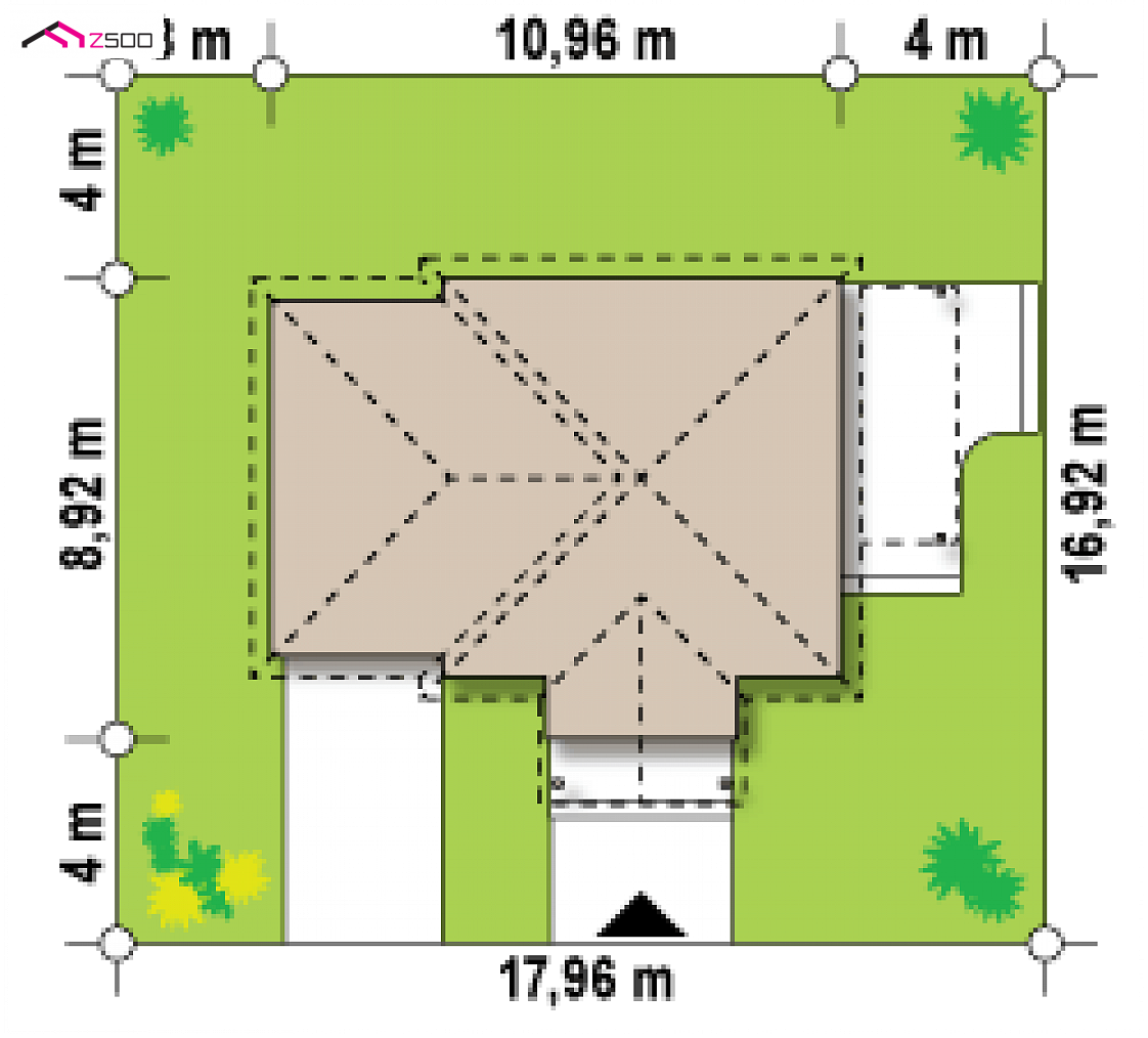 Z73 L GL to wyjątkowy dom z kategorii projekty domów z dwoma pokojami Gotowy projekt domu Z73 L GL - odbicie lustrzane z garażem jednostanowiskowym z lewej strony