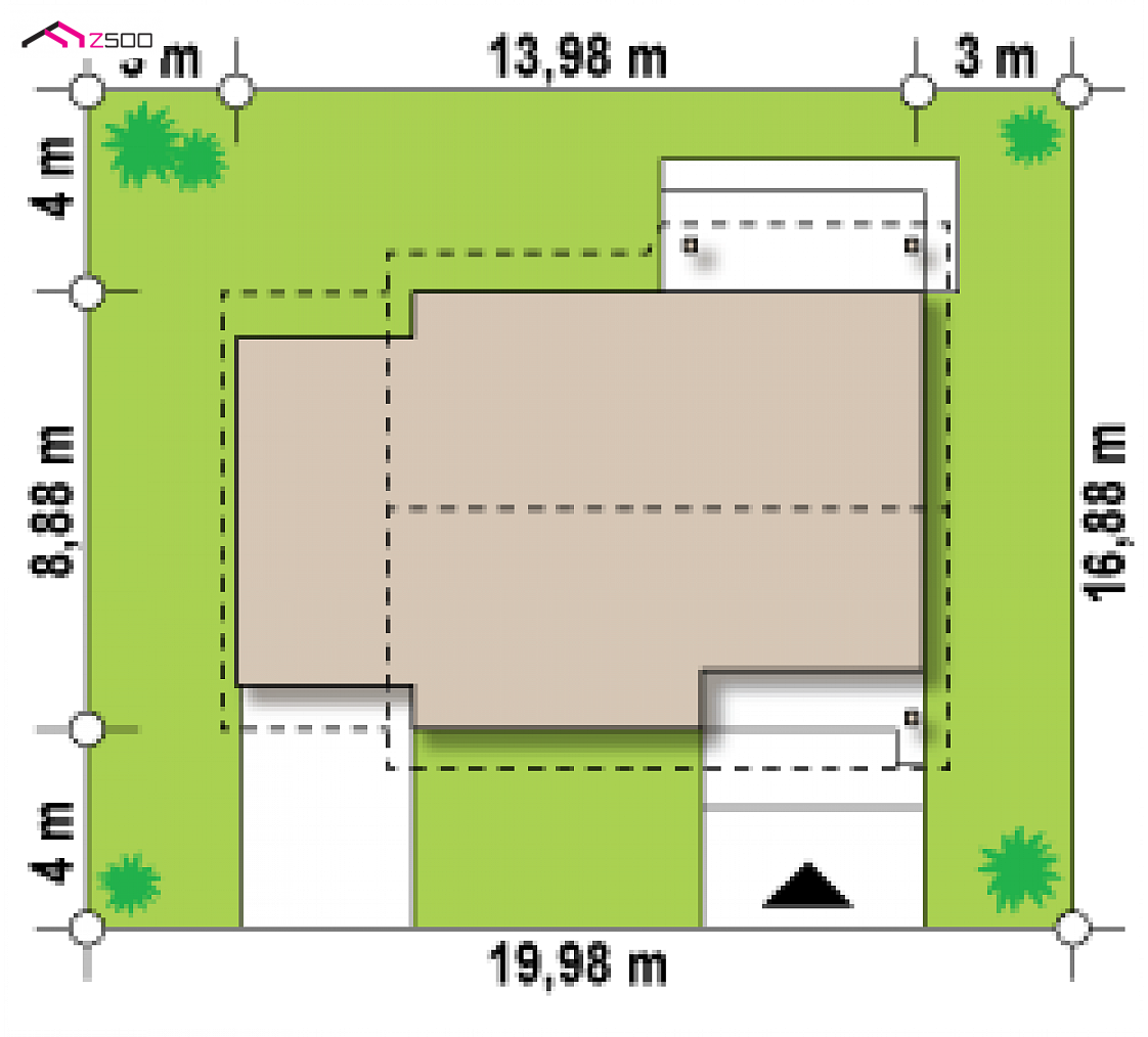 Z78 GL to wyjątkowy dom z kategorii projekty domów z garażem jednostanowiskowym Gotowy projekt domu Z78 GL - z garażem jednostanowiskowym z lewej strony