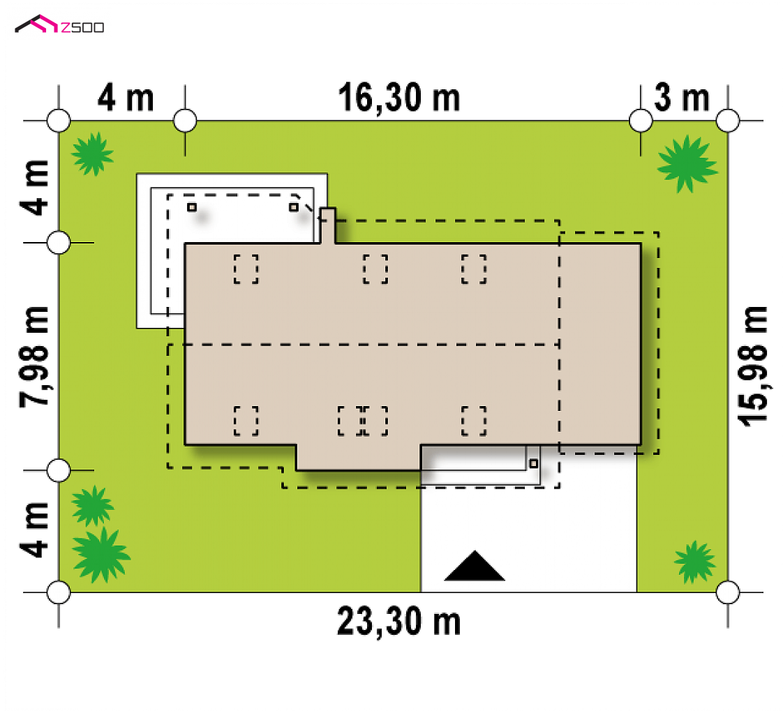 Z79 GP to wyjątkowy dom z kategorii projekty domów jednorodzinnych Gotowy projekt domu Z79 GP - z garażem po prawej i z dachem pulpitowym