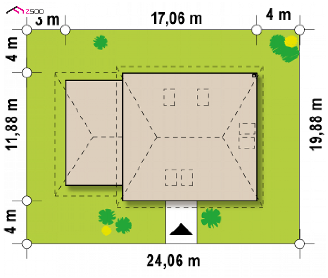 Z84 GL to wyjątkowy dom z kategorii projekty domów z garażem jednostanowiskowym Gotowy projekt domu Z84 GL - z garażem po lewej stronie