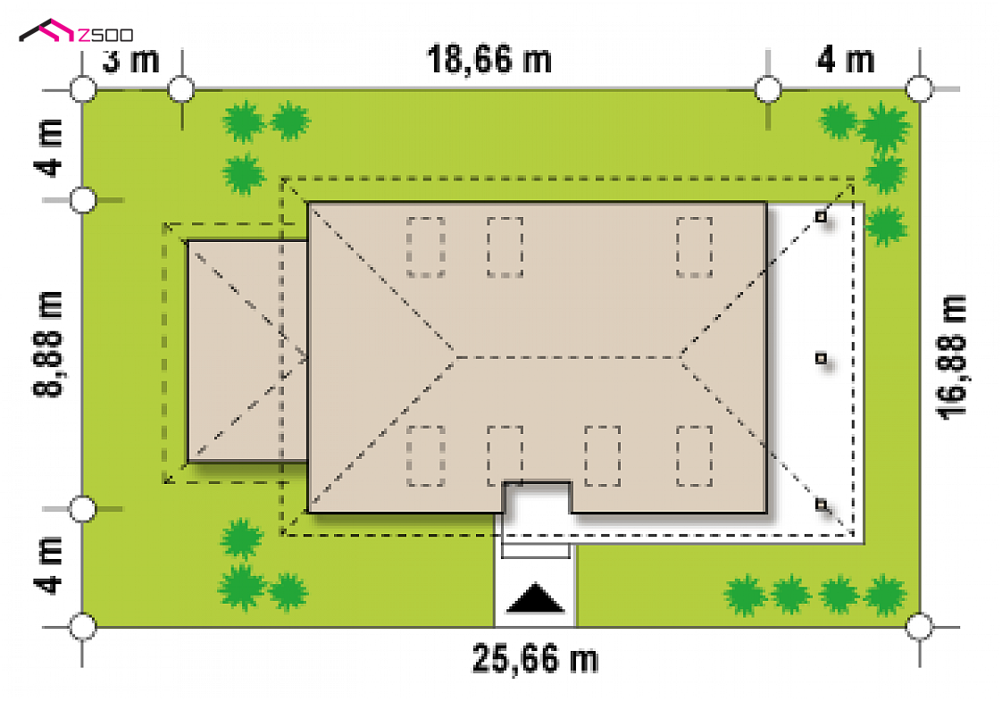 Z85 GL to wyjątkowy dom z kategorii projekty domów z większą liczbą pokoi Gotowy projekt domu Z85 GL - z garażem jednostanowiskowym po lewej stronie