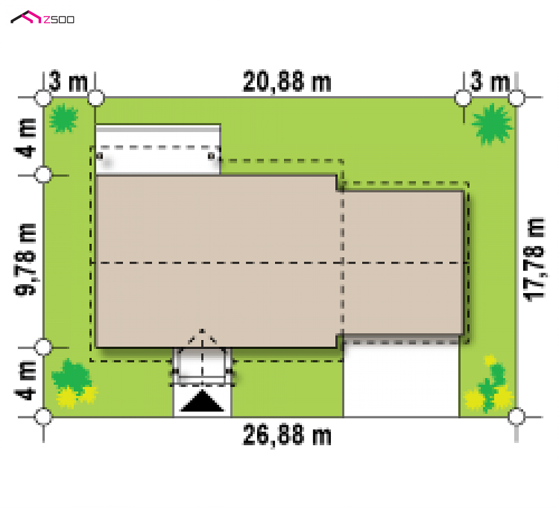 Z91 L GP2 to wyjątkowy dom z kategorii projekty domów z garażem dwustanowiskowym Gotowy projekt domu Z91 L GP2 - Odbicie lustrzane z garażem dwustanowiskowym po prawej stronie.