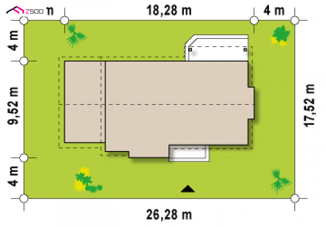 Z93 GL to wyjątkowy dom z kategorii projekty domów z czterema pokojami Gotowy projekt domu Z93 GL - Parterowy dom z nowoczesnym wykuszem i garażem jednostanowiskowym.
