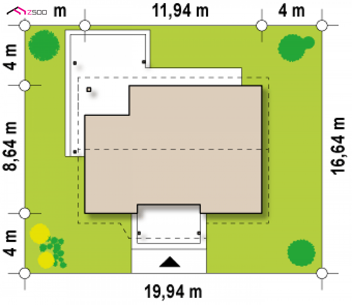 Z136 - to wyjątkowy dom z kategorii projekty domów z trzema pokojami Gotowy projekt domu Z136 - - pomniejszony o 60cm