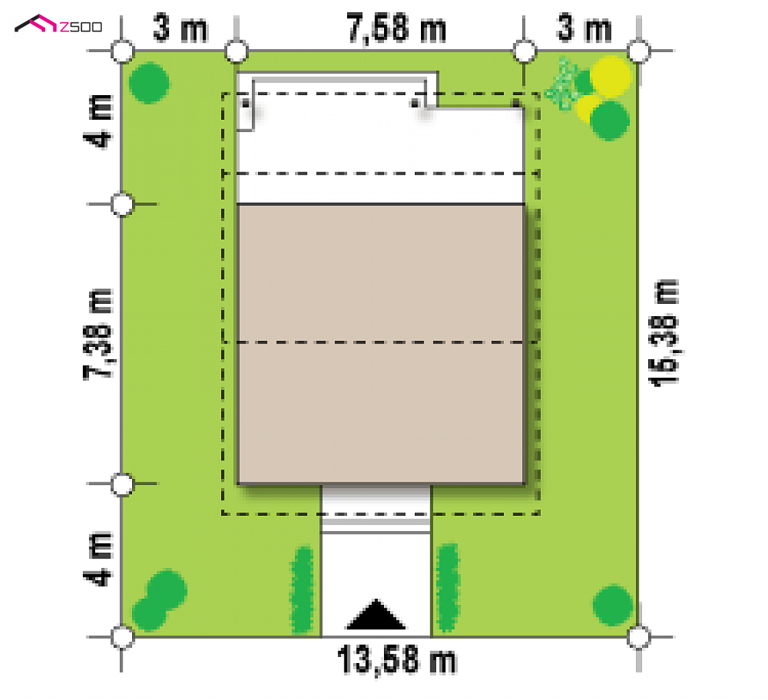 Z60 to wyjątkowy dom z kategorii projekty domów tanich w budowie Gotowy projekt domu Z60 - Mały, zgrabny i tani w budowie dom z werandą. Sprawdzi się również jako letniskowy.