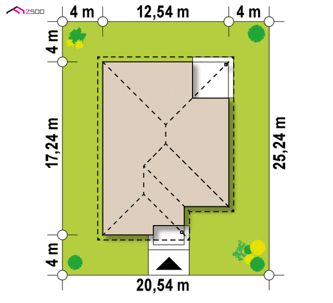 Z195 to wyjątkowy dom z kategorii projekty domów do 160 m2 Gotowy projekt domu Z195 - Wygodny dom parterowy z dużym salonem, czterema sypialniami i opcją poddasza.